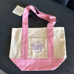 Trader Joe’s Pink Trim Canvas Tote Bag - New